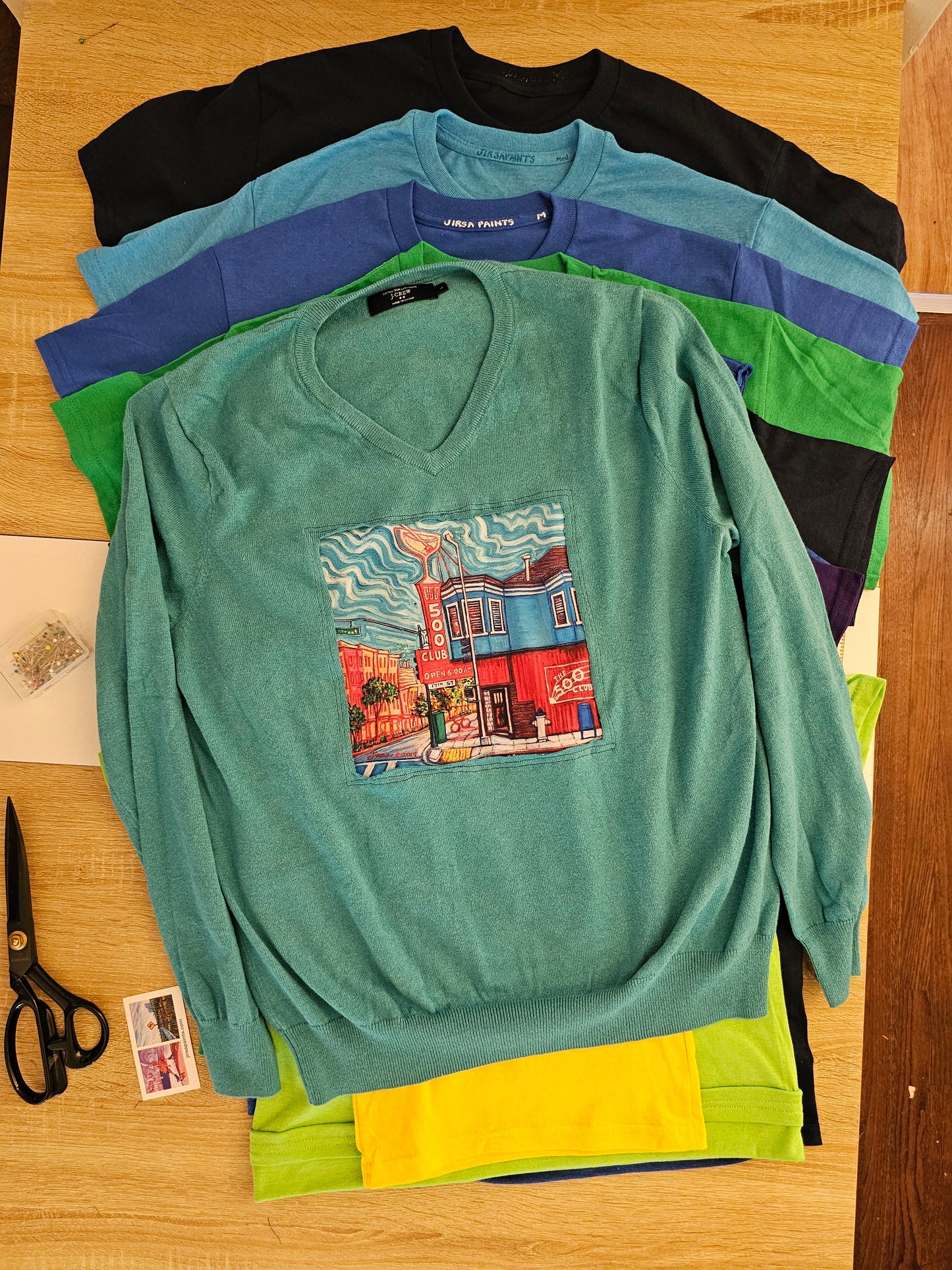 500 Club- Turquoise Cotton/Cashmere Sweater