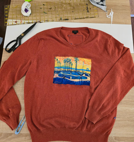 Vanna Skates Venice- Orange Cotton/Cashmere Sweater