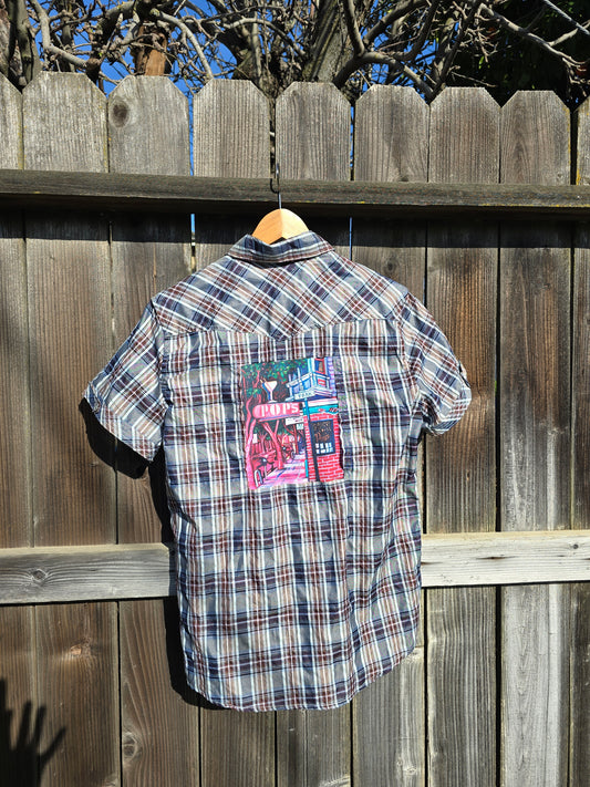 Pop's - Plaid Short-Sleeve Button-down with snaps!